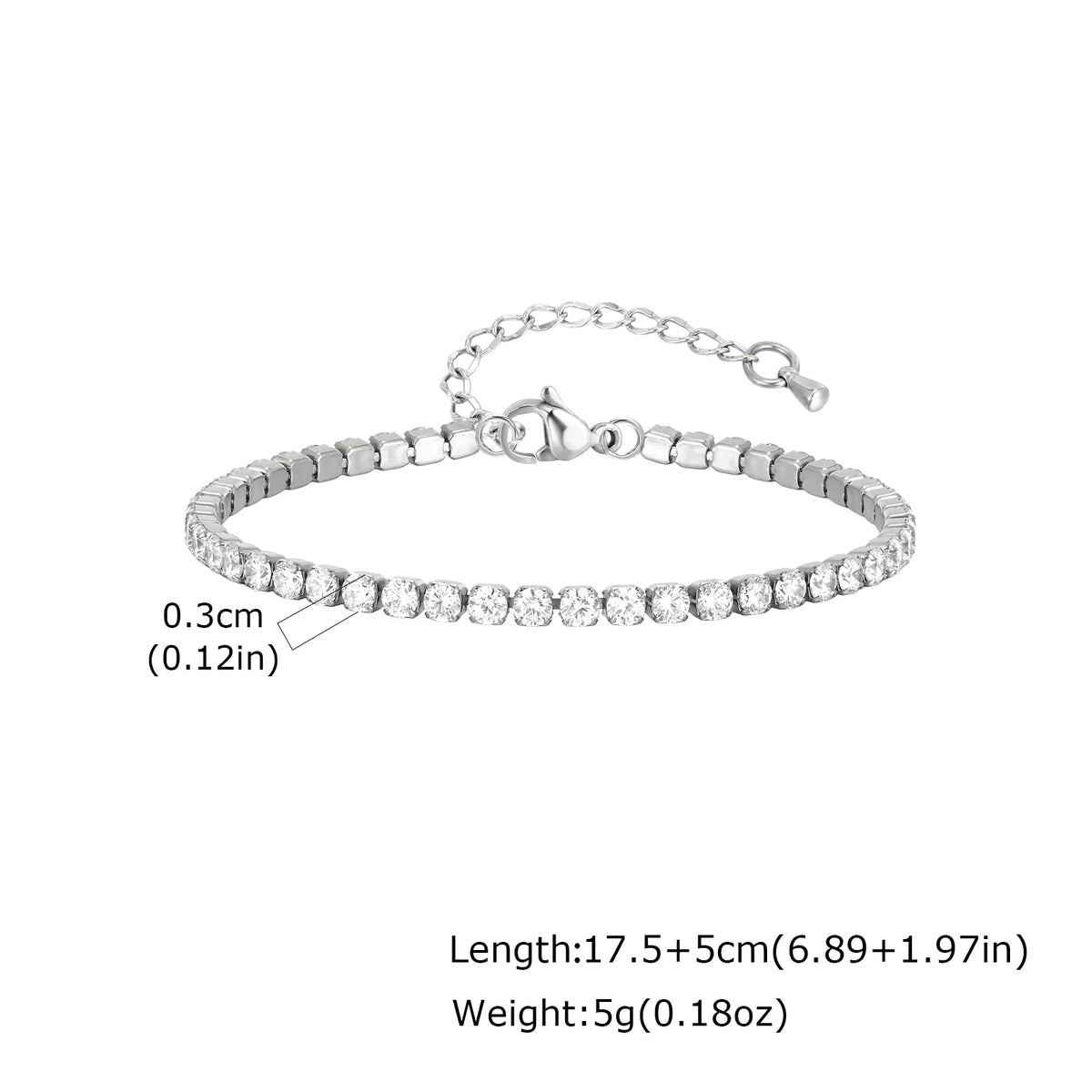 Classic Charm Tennis Bracelet for Women, AAA Zircon Stainless Steel Chain Bracelet, Wedding Birthday Party Jewelry Waterproof