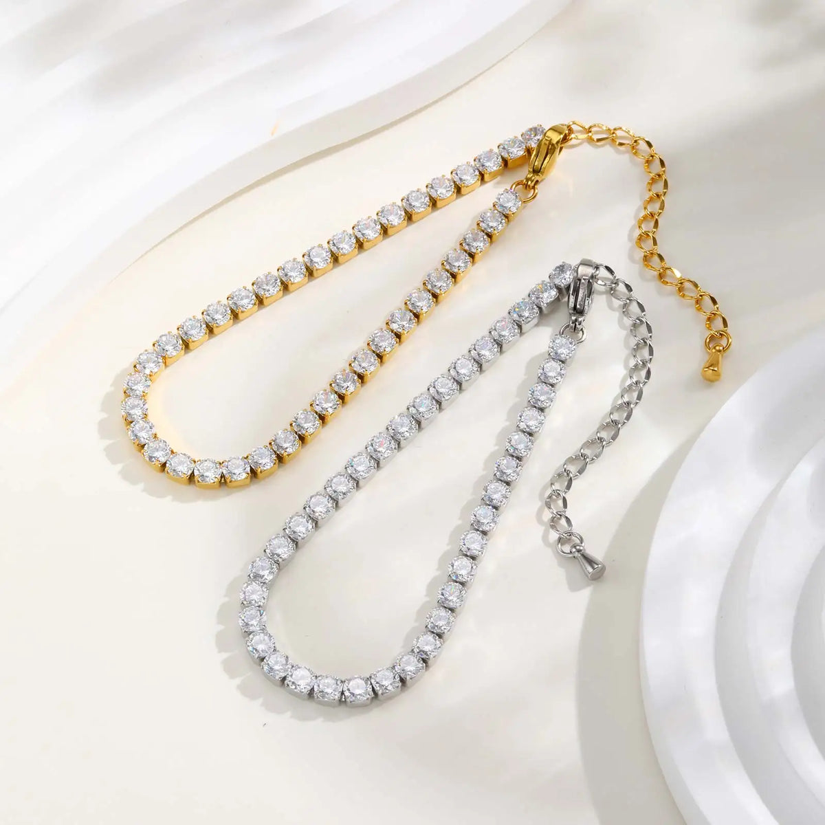 Classic Charm Tennis Bracelet for Women, AAA Zircon Stainless Steel Chain Bracelet, Wedding Birthday Party Jewelry Waterproof
