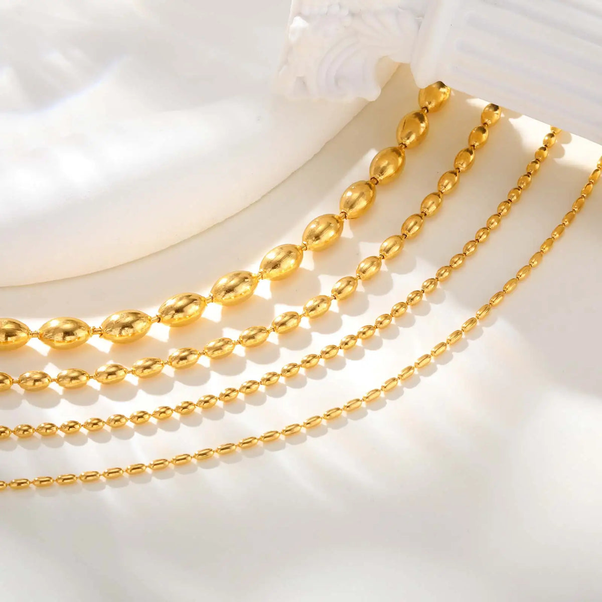 Beaed Ball Anklet Bracelet for Women, Waterproof Adjustable Link, 3mm 5mm Stainless Steel Stackable Gold Plated Anklet Jewelry