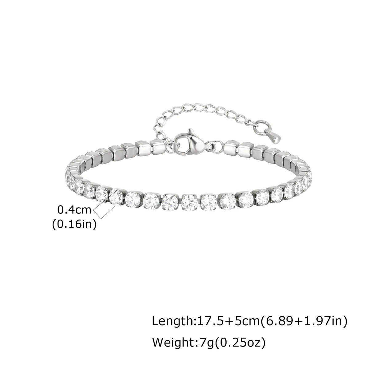Classic Charm Tennis Bracelet for Women, AAA Zircon Stainless Steel Chain Bracelet, Wedding Birthday Party Jewelry Waterproof