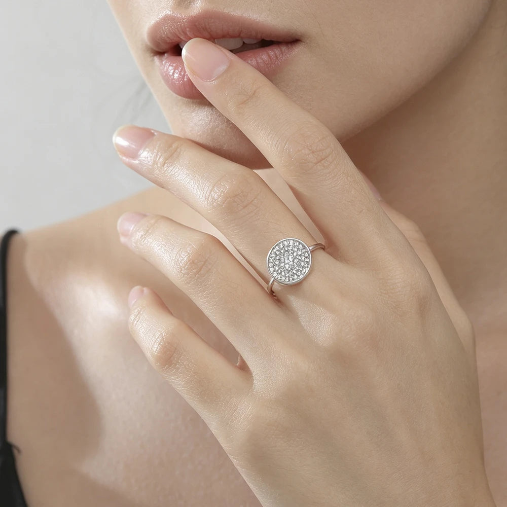Clear Zircon Round Open Ring Women Stainless Steel Gold Color Adjustable Finger Rings Waterproof Minimalist Jewelry Wholesale
