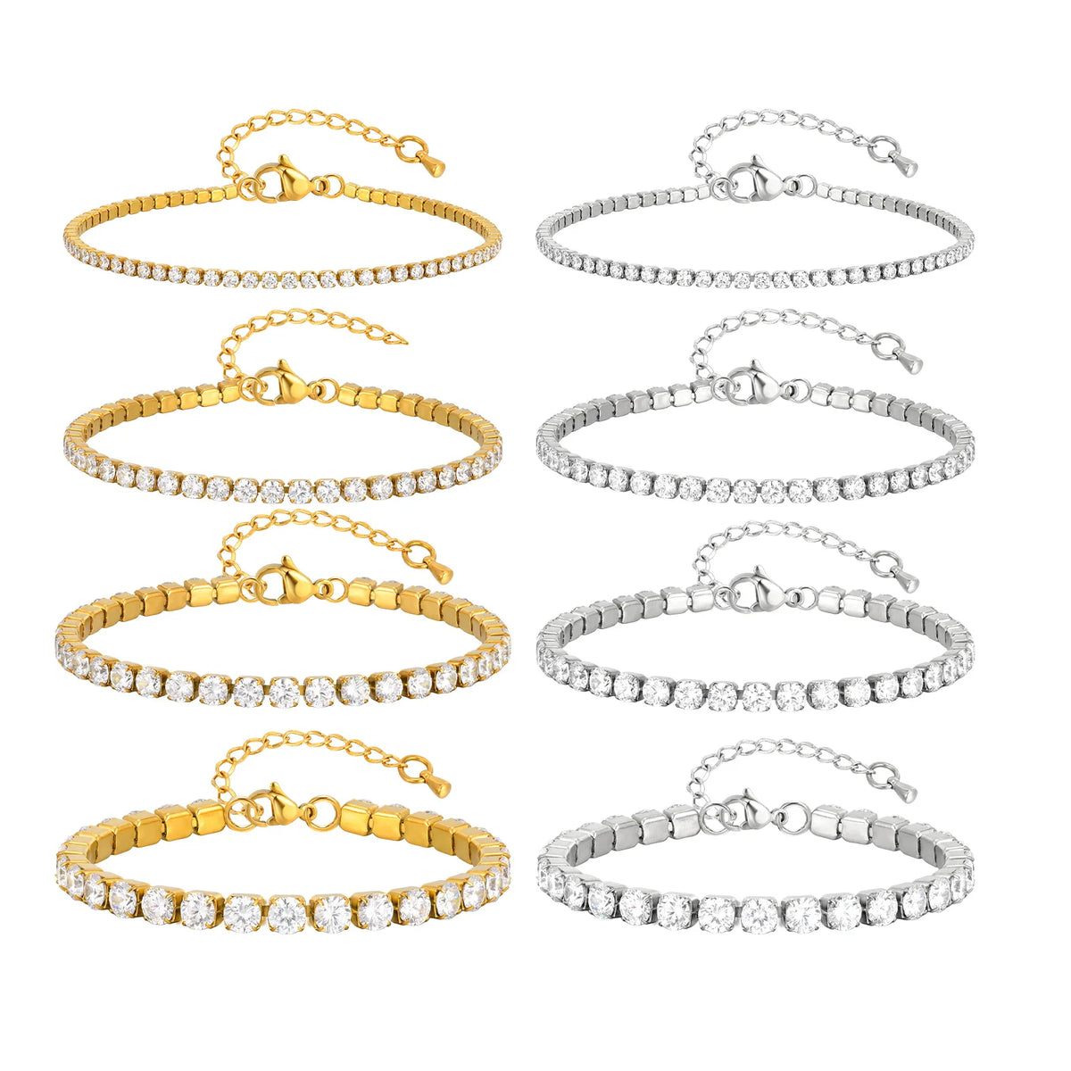 Classic Charm Tennis Bracelet for Women, AAA Zircon Stainless Steel Chain Bracelet, Wedding Birthday Party Jewelry Waterproof