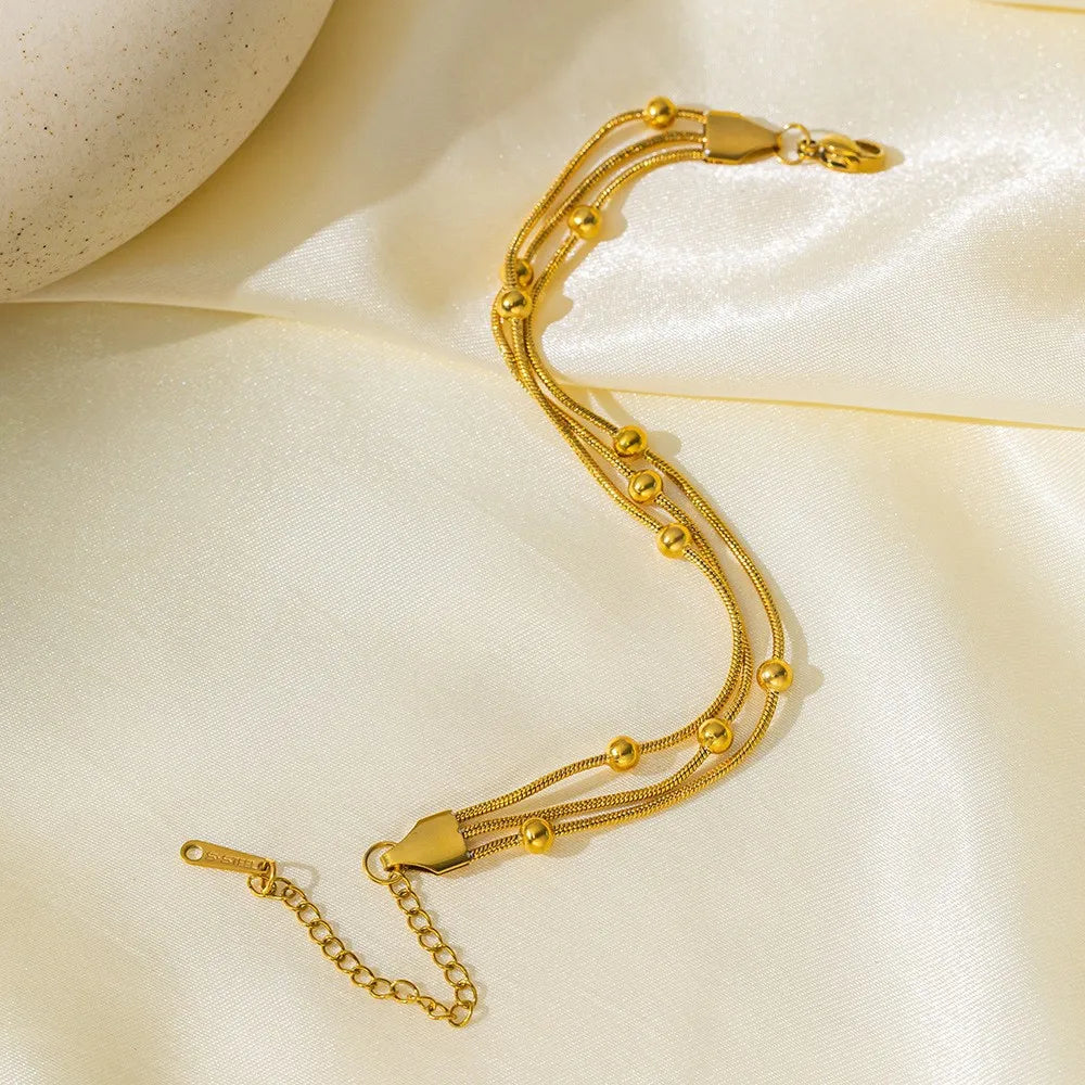 Triple Layer Necklace Set, Stackable 3 Layer Choker for Women, 18K Gold Plated Stainless Steel Fashion Layered Jewelry