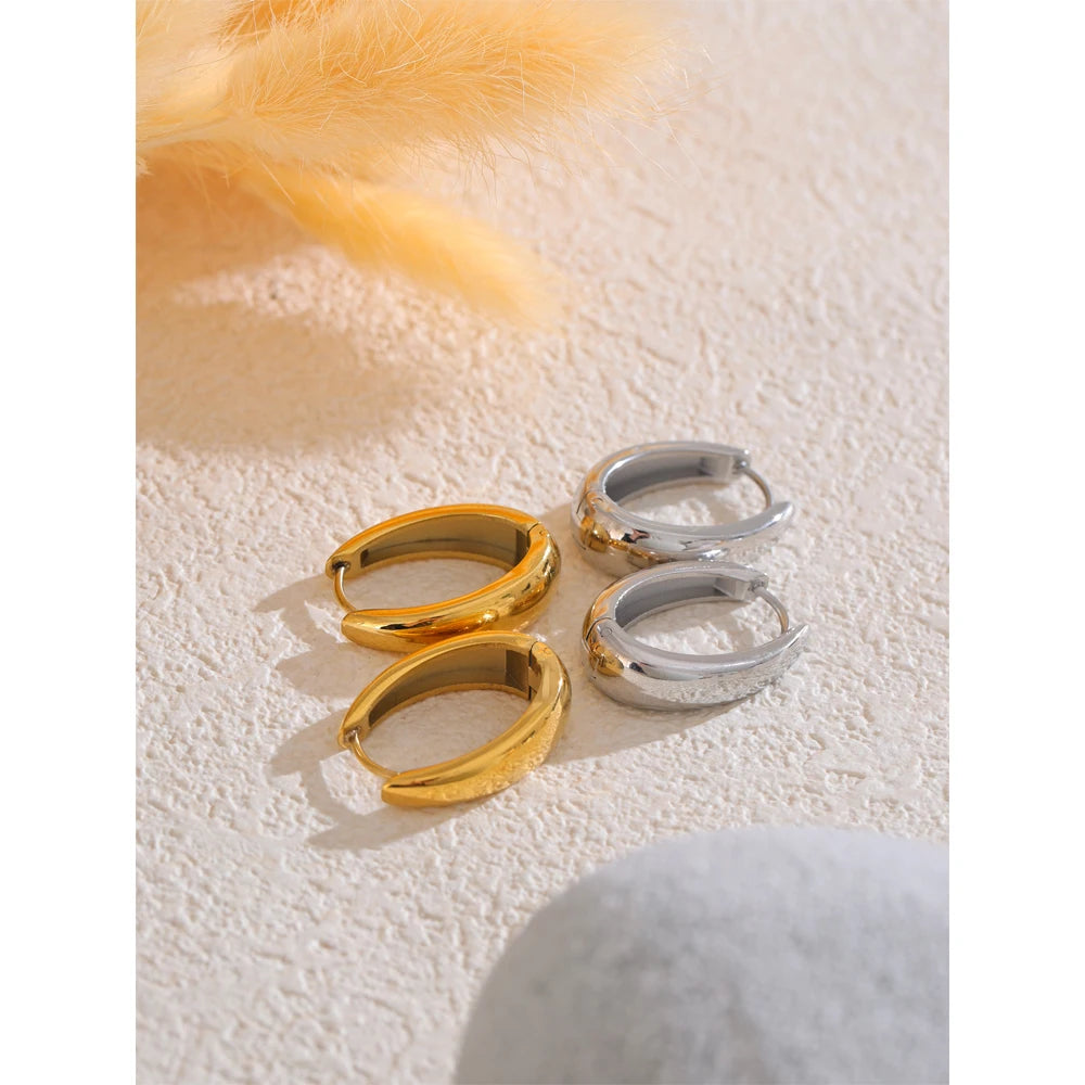 Yhpup 316L Stainless Steel Geometric U-Shape Hoop Earrings 18K Gold PVD Plated Popular Daily Classy Waterproof Jewelry Accessory
