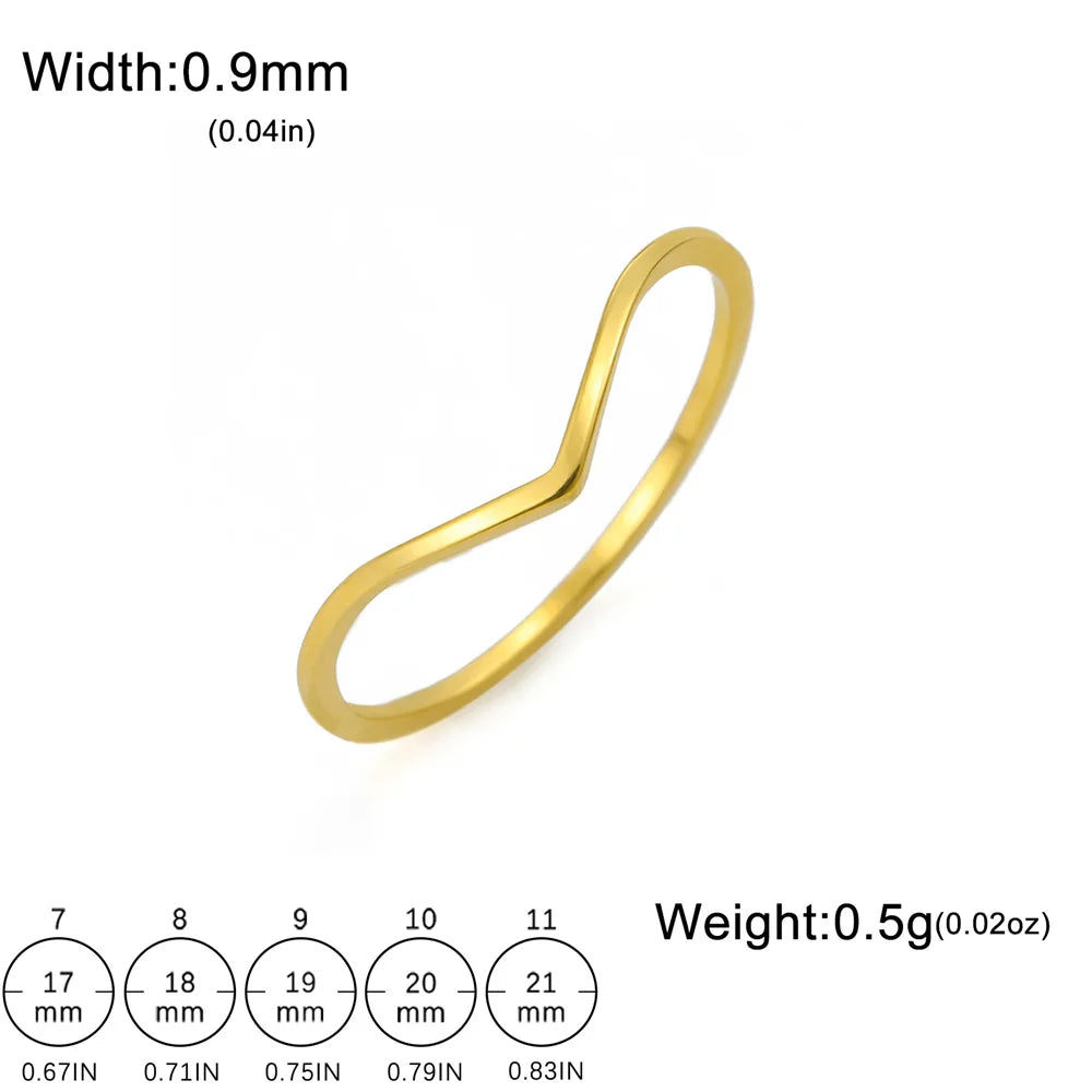 Minimalist Stackable Wave Rings for Women Geometric Finger Ring Stainless Steel Golden Jewelry Thin Rings Set Daily Party Wear