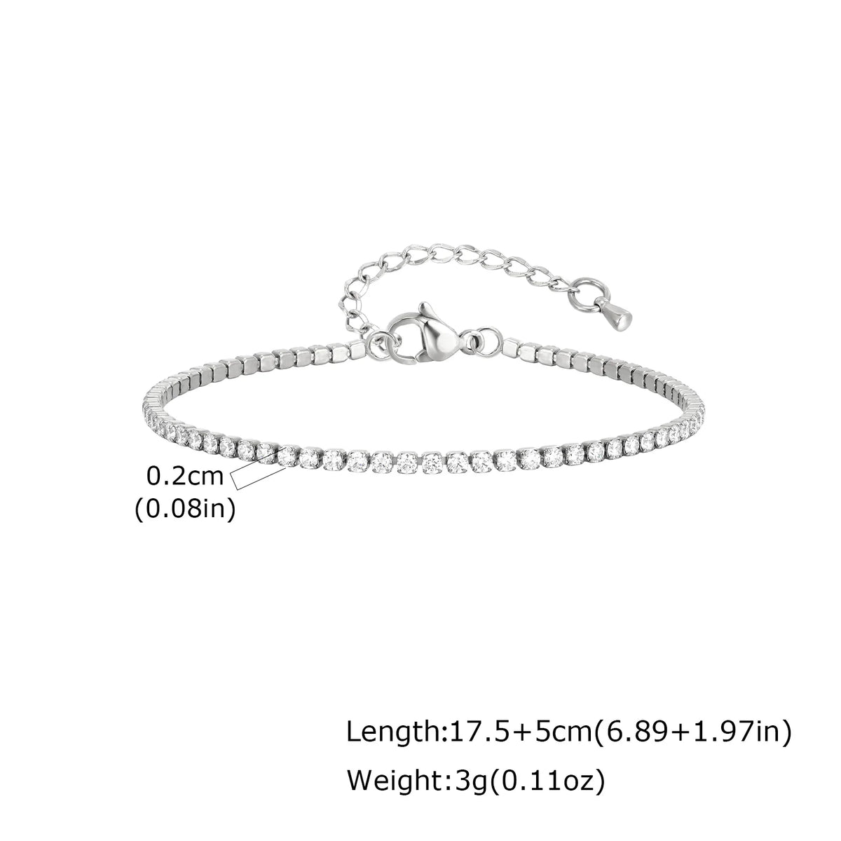 Classic Charm Tennis Bracelet for Women, AAA Zircon Stainless Steel Chain Bracelet, Wedding Birthday Party Jewelry Waterproof