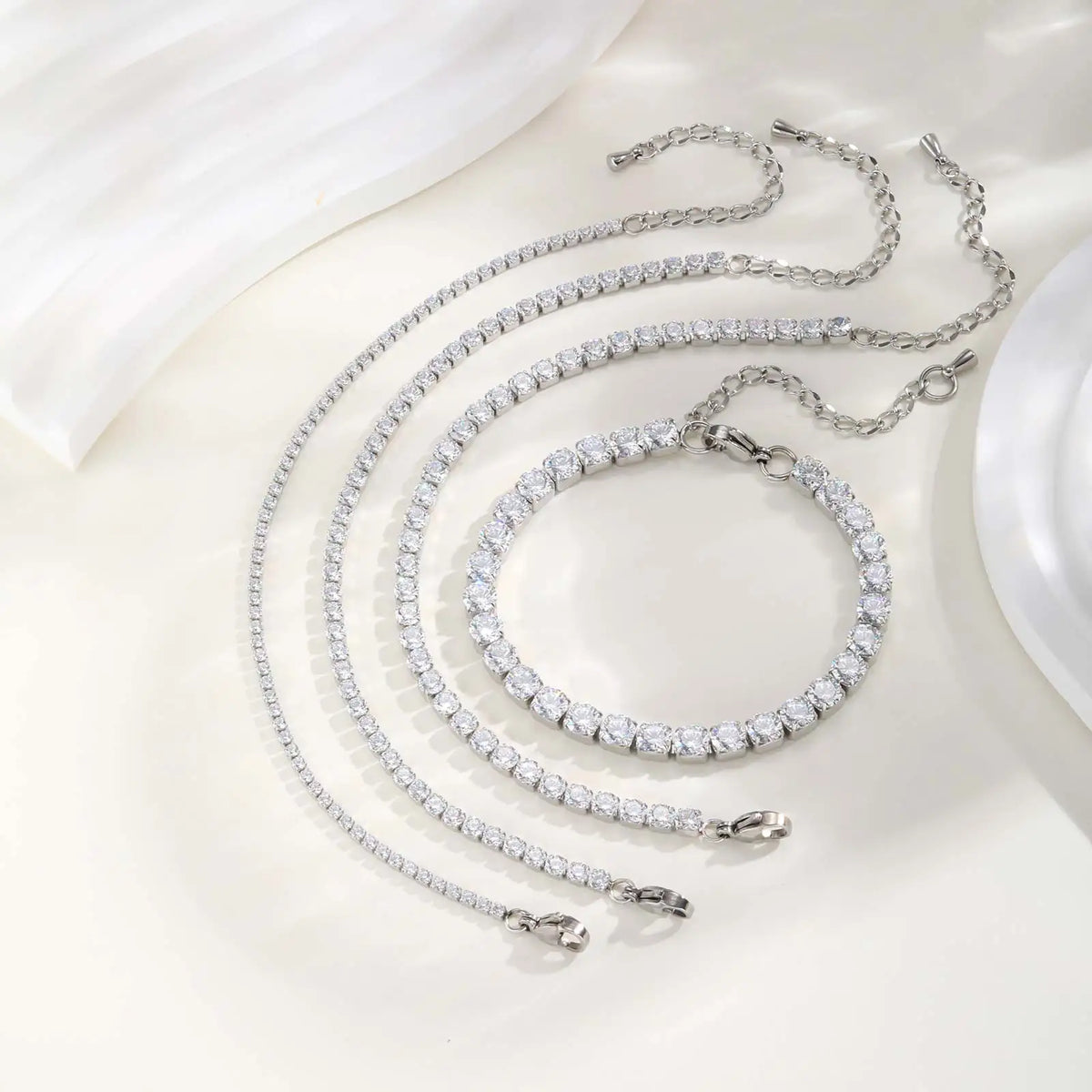 2/3/4/5MM Luxury Zircon Tennis Chain Bracelet for Women, Stainless Steel Bracelet Zircon Chain Bracelets, Dainty Jewelry Gift