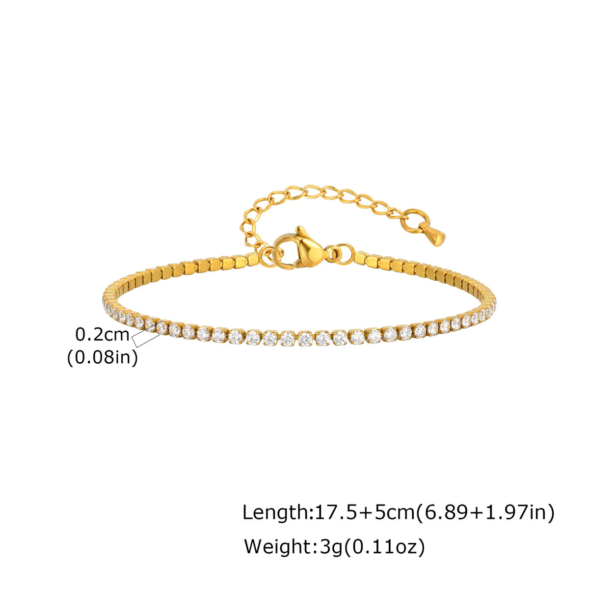 Classic Charm Tennis Bracelet for Women, AAA Zircon Stainless Steel Chain Bracelet, Wedding Birthday Party Jewelry Waterproof