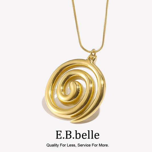 Snake Chain Vortex Spiral Pendant Necklace Waterproof Tarnish Free 18K Gold Plated Jewelry 316L Stainless Steel Accessories