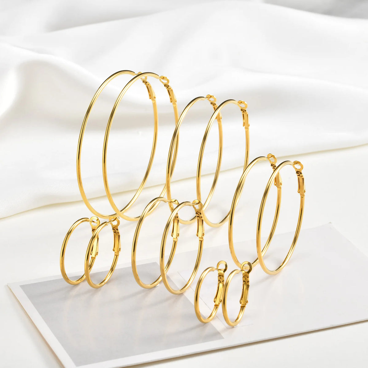 Stainless Steel Big Circle Hoop Earrings for Women,Gold Plated Hypoallergenic Non Tarnish  25mm-70mm Loop Jewelry