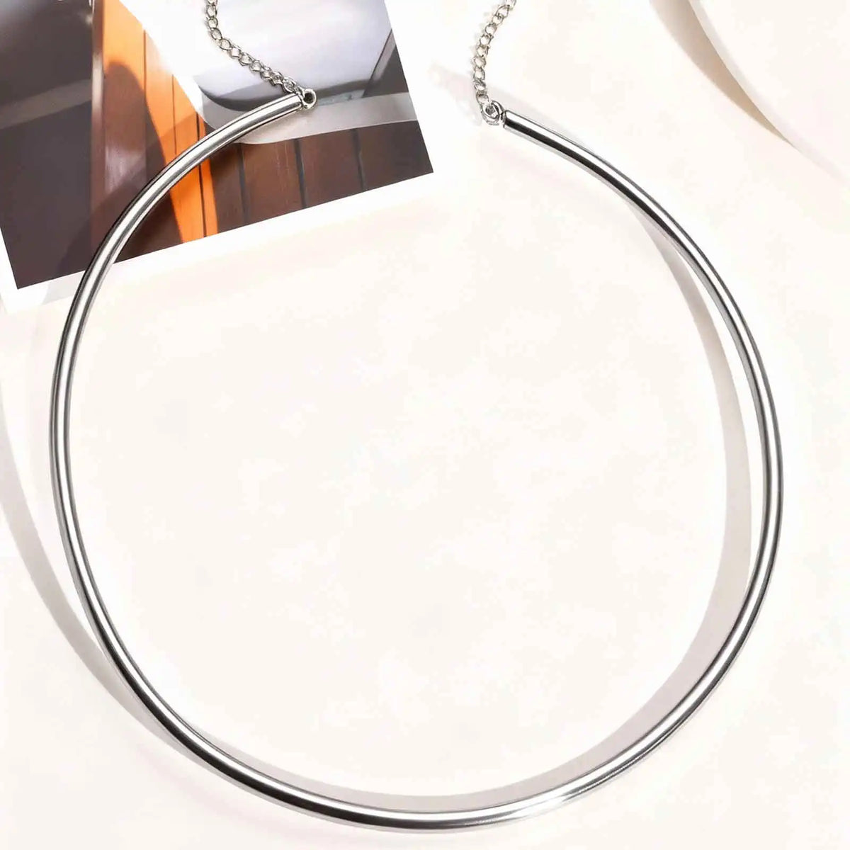 Dainty 4MM Wide Choker Necklace for Women,Silver Color Stainless Steel Necklaces, Torques Young Girls Gift Waterproof Jewelry