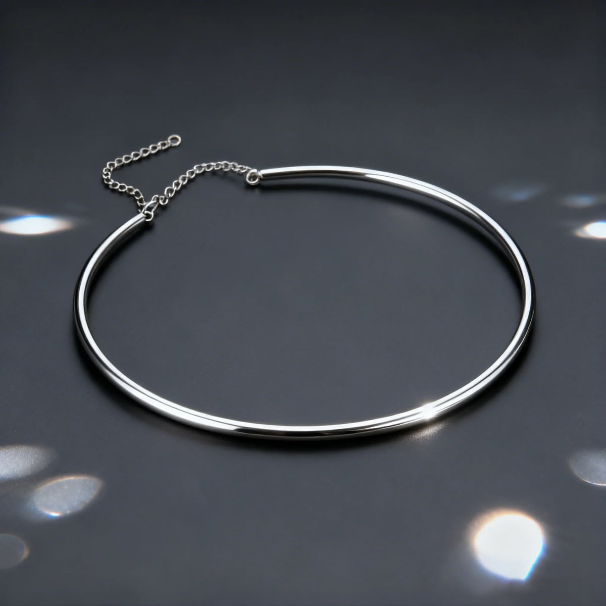 Dainty 4MM Wide Choker Necklace for Women,Silver Color Stainless Steel Necklaces, Torques Young Girls Gift Waterproof Jewelry