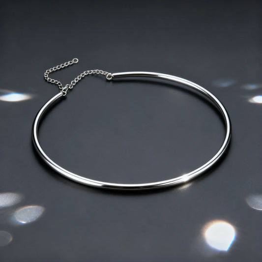 Dainty 4MM Wide Choker Necklace for Women,Silver Color Stainless Steel Necklaces, Torques Young Girls Gift Waterproof Jewelry