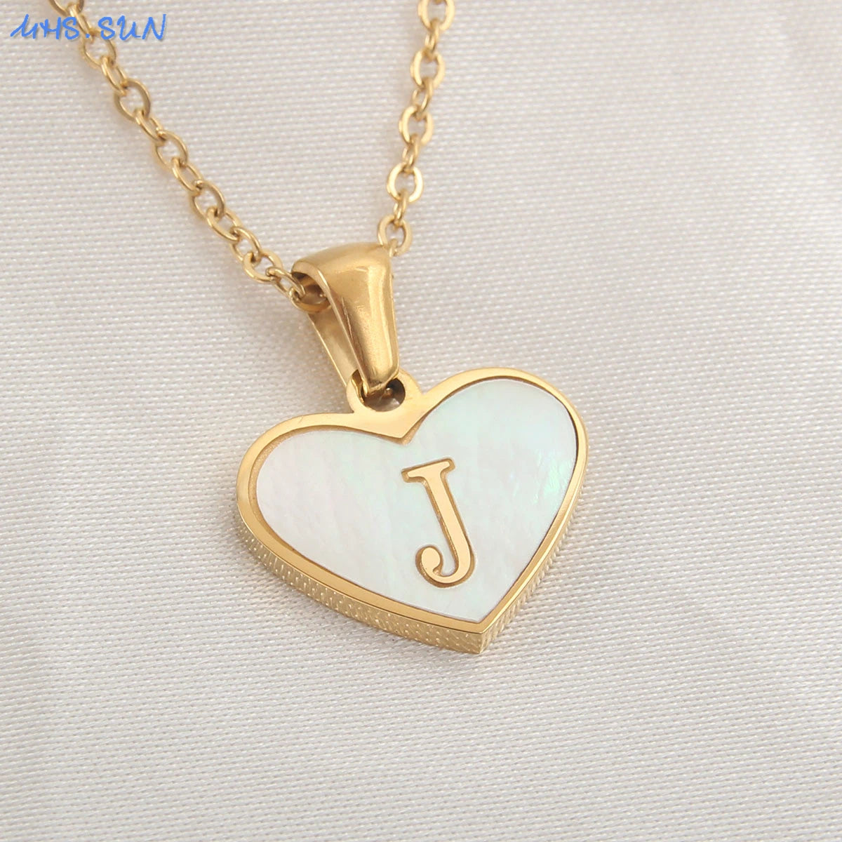 MHS.SUN Stainless Steel Heart Initial Necklace for Women Girls Gold Plated A-Z 26 Letter Pendant Choker Jewelry Birthday Gifts