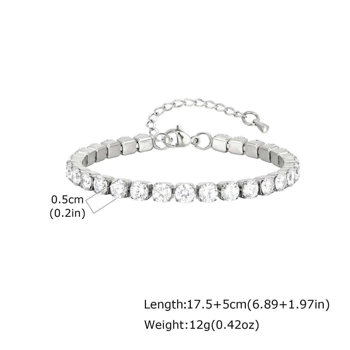 Classic Charm Tennis Bracelet for Women, AAA Zircon Stainless Steel Chain Bracelet, Wedding Birthday Party Jewelry Waterproof