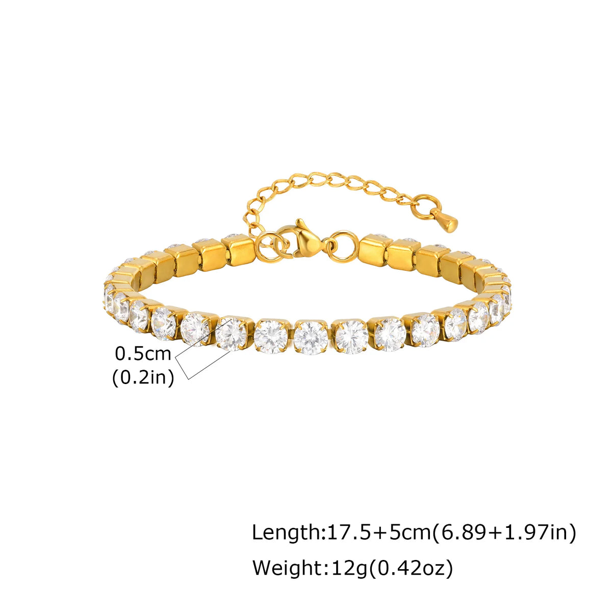 Classic Charm Tennis Bracelet for Women, AAA Zircon Stainless Steel Chain Bracelet, Wedding Birthday Party Jewelry Waterproof
