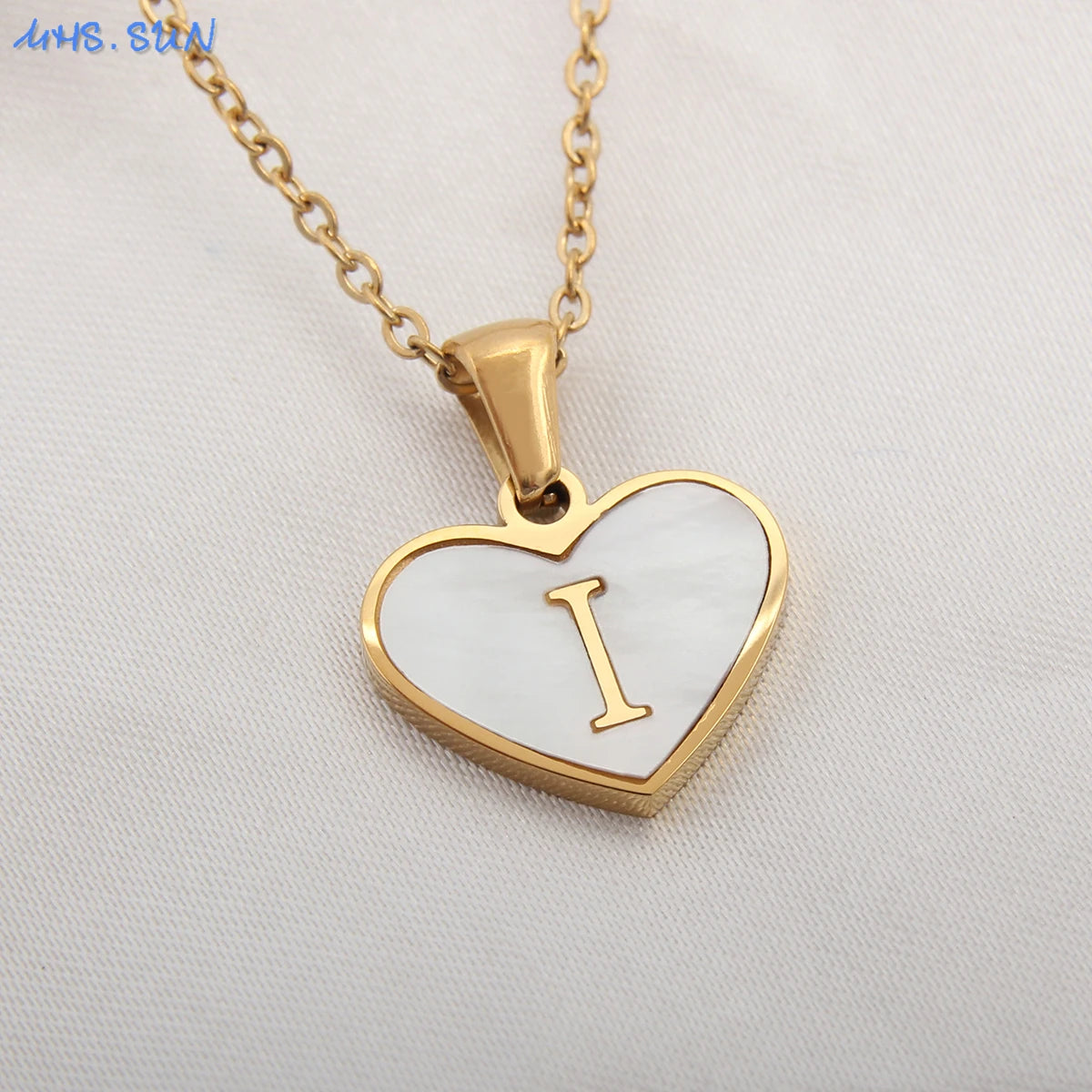 MHS.SUN Stainless Steel Heart Initial Necklace for Women Girls Gold Plated A-Z 26 Letter Pendant Choker Jewelry Birthday Gifts