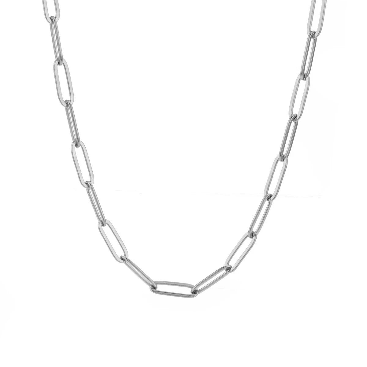 Minimalist Gold Color Chain Necklace for Women Waterproof Stainless Steel Chunky Paperclip Bracelet Hip Rock Jewelry Gift