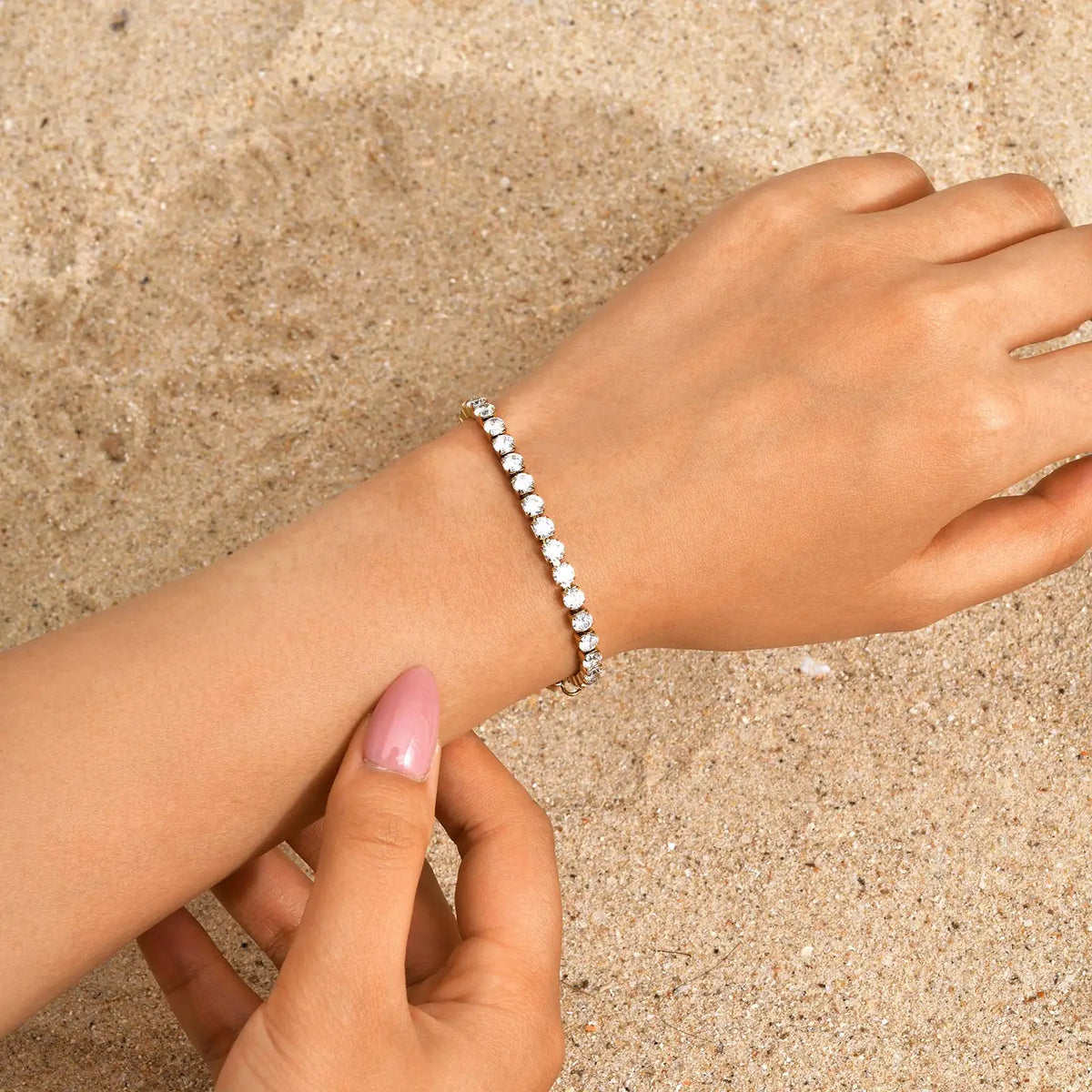 Classic Charm Tennis Bracelet for Women, AAA Zircon Stainless Steel Chain Bracelet, Wedding Birthday Party Jewelry Waterproof